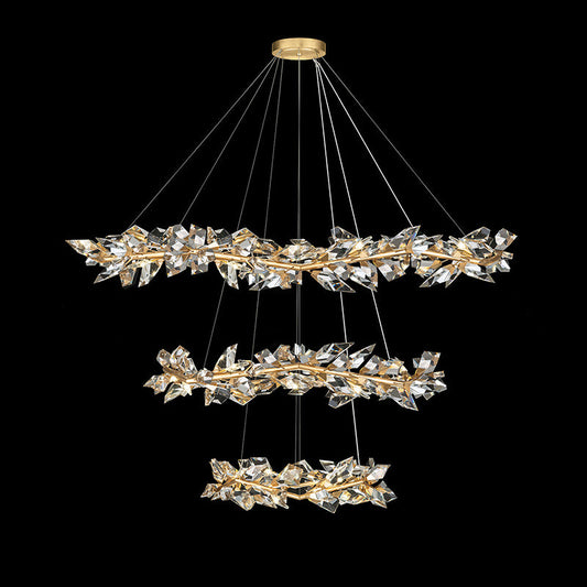 Gold Leafed 71" Crystal Chandelier