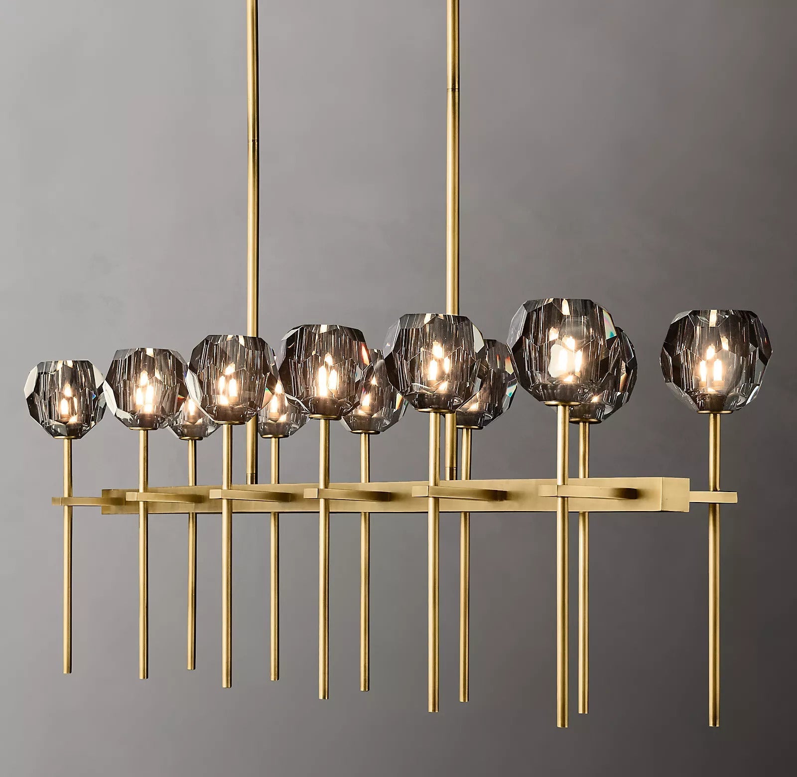 BOUBLE Crystal Ball Double Linear Chandelier 60"