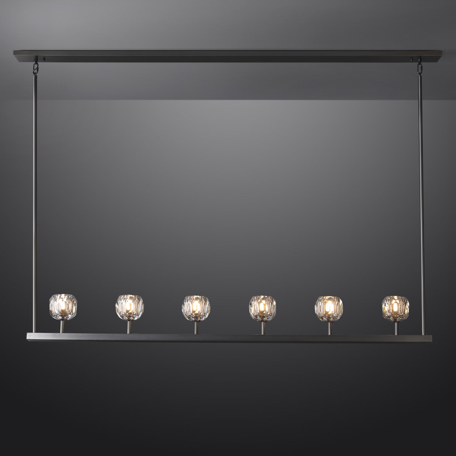 BOUBLE Modern Crystal Ball Linear Chandelier 60" Over Dining Table