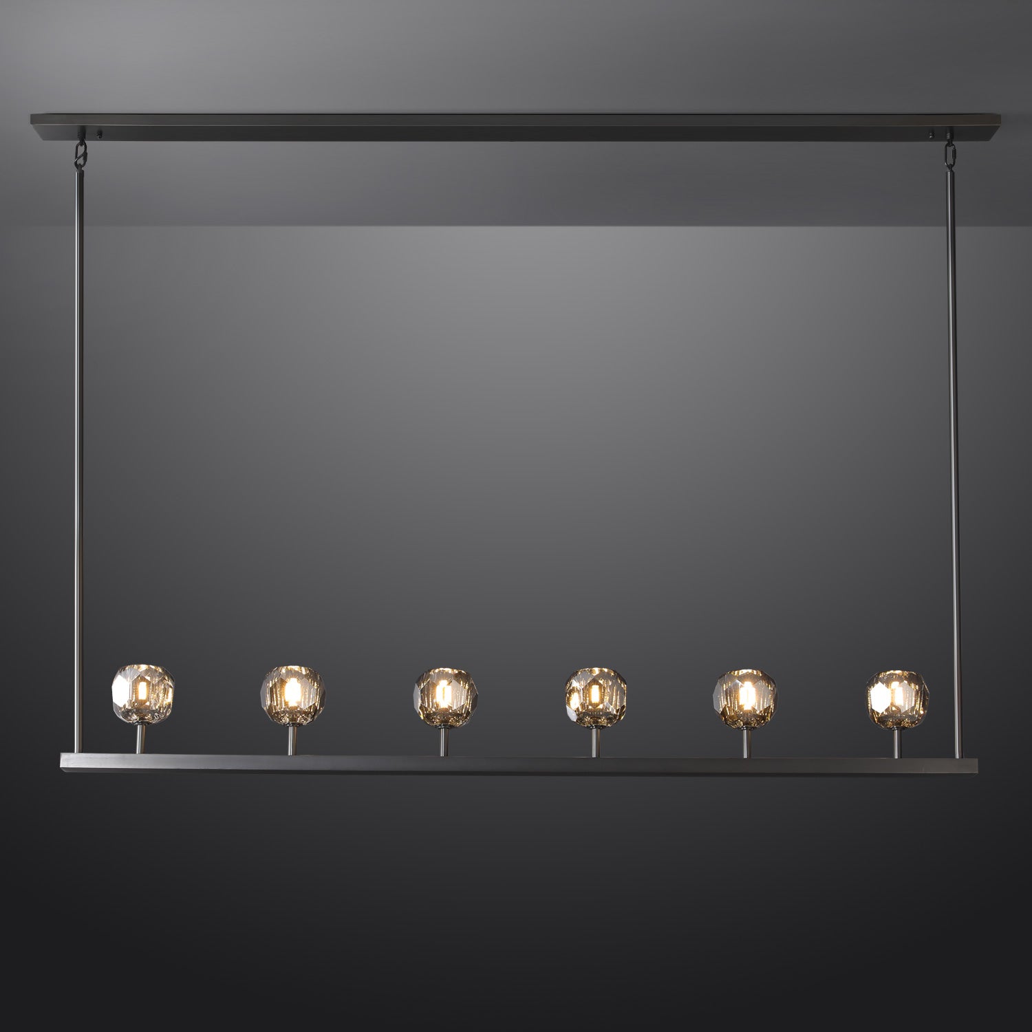 BOUBLE Modern Crystal Ball Linear Chandelier 60" Over Dining Table