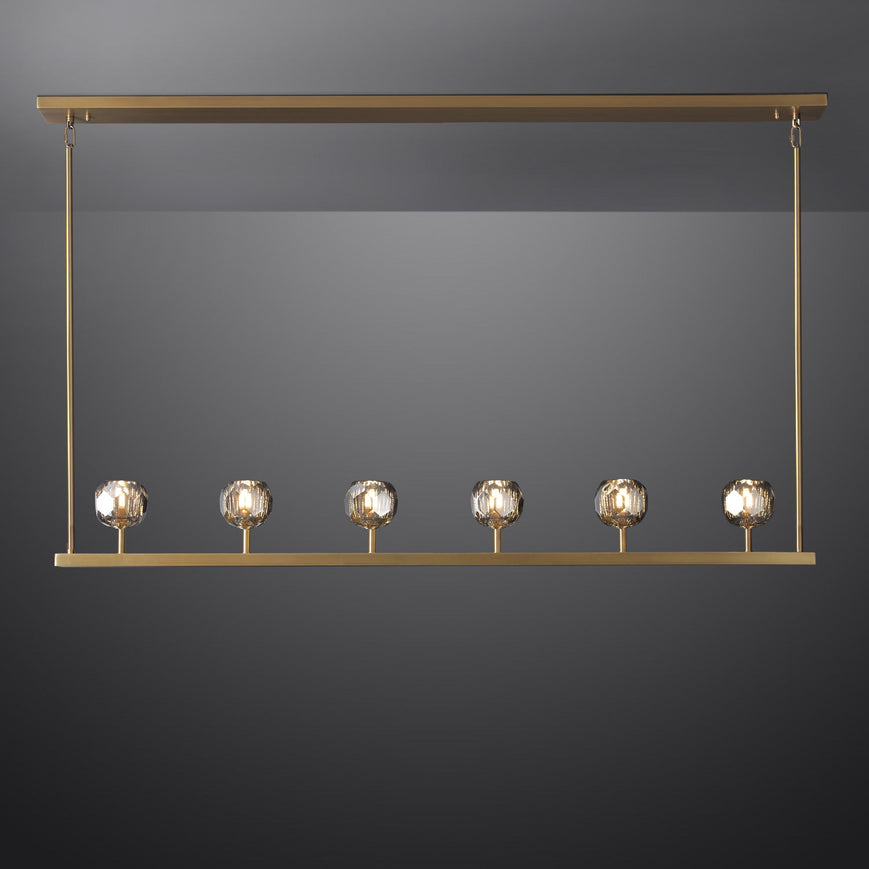 BOUBLE Modern Crystal Ball Linear Chandelier 60" Over Dining Table