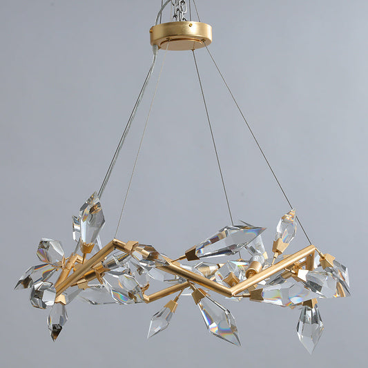 Gold Leafed 34" Crystal chandelier