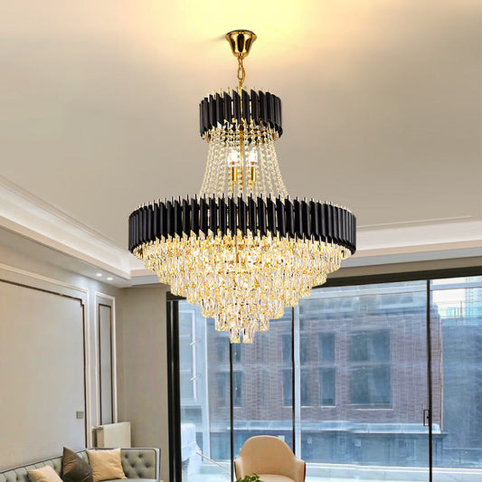 Glacia Black Crystal Modern Luxury Crystal Multilayer Chandelier