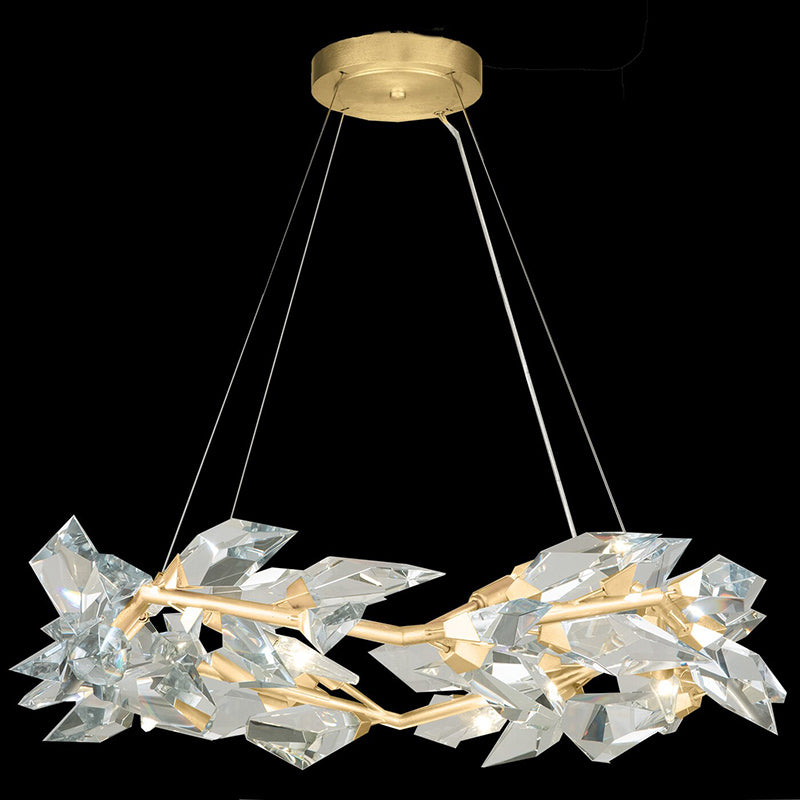 Gold Leafed 34" Crystal chandelier