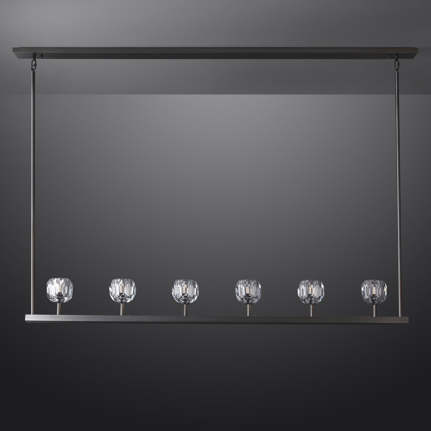 BOUBLE Modern Crystal Ball Linear Chandelier 60" Over Dining Table