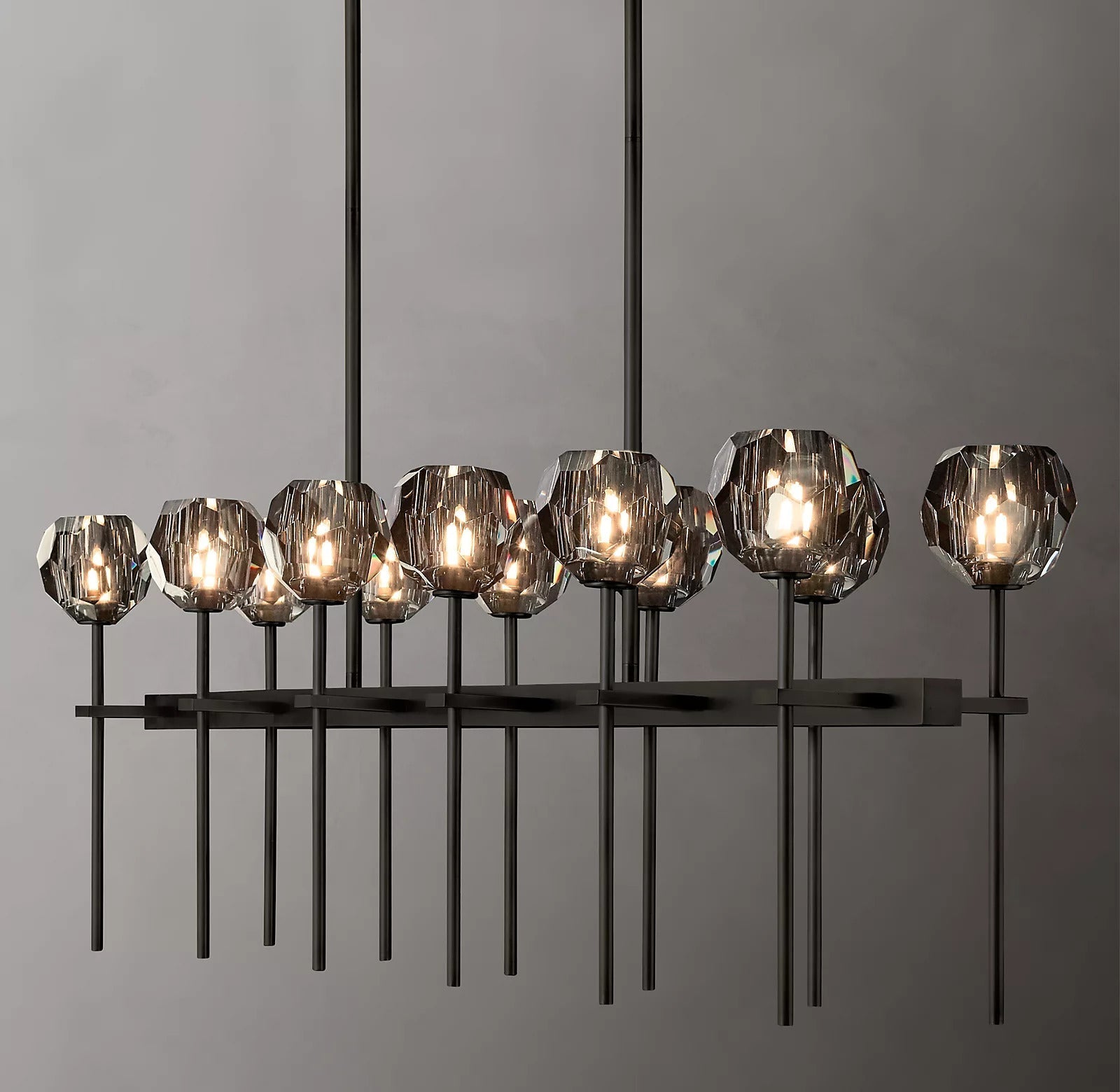 BOUBLE Crystal Ball Double Linear Chandelier 60"