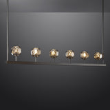 BOUBLE Modern Crystal Ball Linear Chandelier 60" Over Dining Table