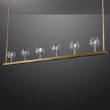 BOUBLE Modern Crystal Ball Linear Chandelier 60" Over Dining Table