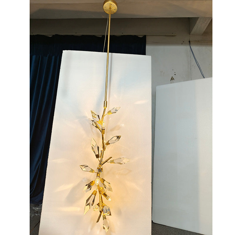 Gold Leafed 41" Crystal Pendant Light