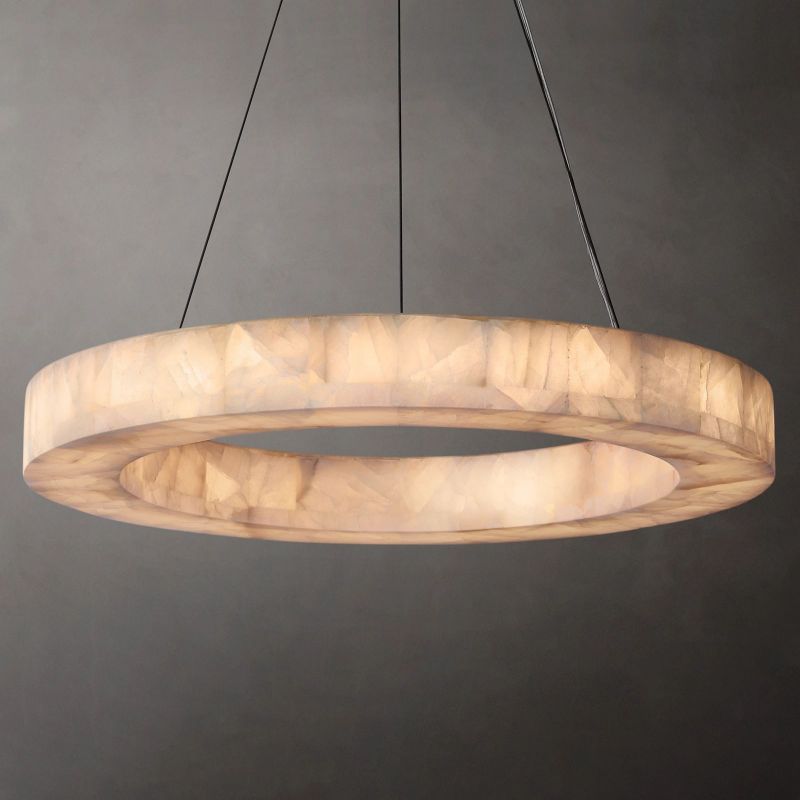 Alabaster Glow Round Chandelier 31"