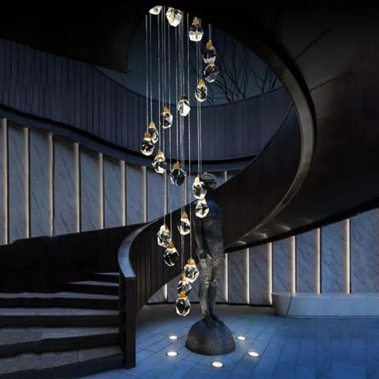 Angelia Faceted Crystal Prisms Chandeliers For Staircase - thebelacan