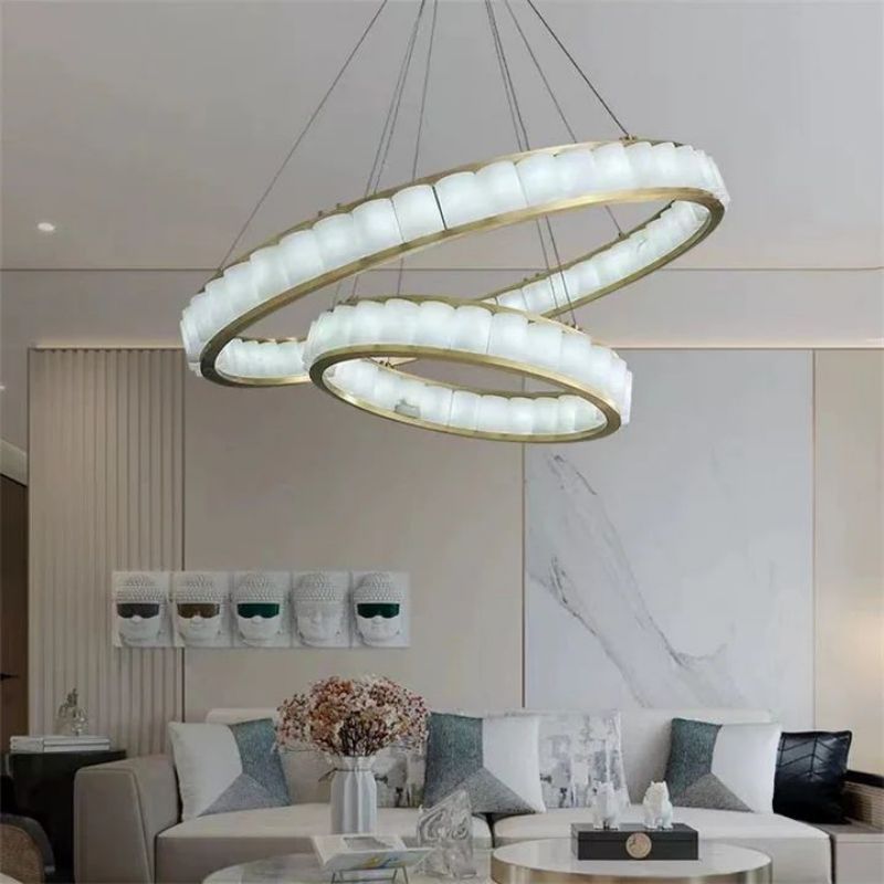 Alabaster Circle Round Chandeliers