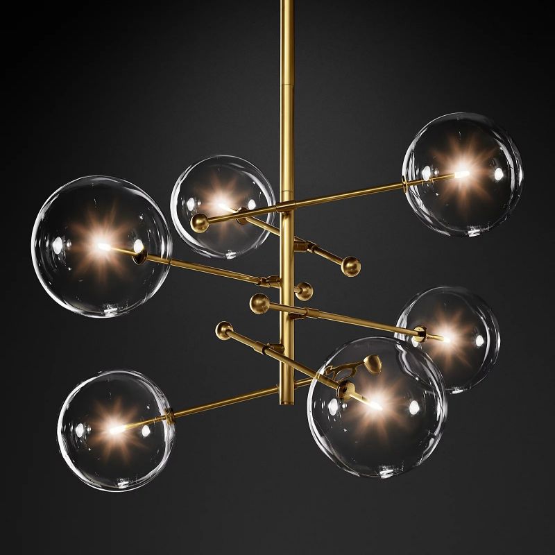 Glass Ball 6-stem Chandelier 55" - thebelacan