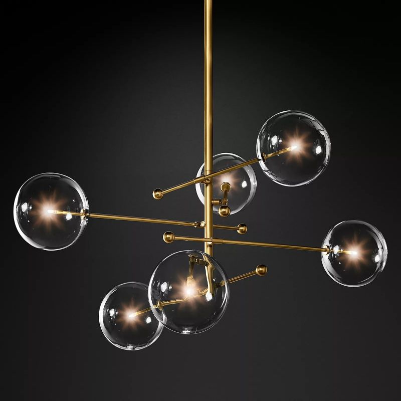 Glass Ball 6-stem Chandelier 55" - thebelacan