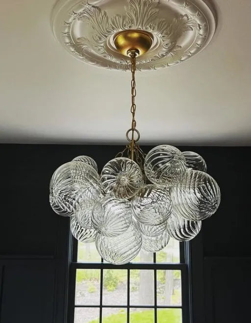 dl Talia Glass Globe Chandelier 24", Modern Kitchen Island Pendant Lamp