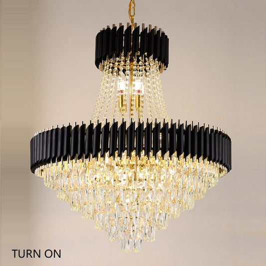 Glacia Black Crystal Modern Luxury Crystal Multilayer Chandelier