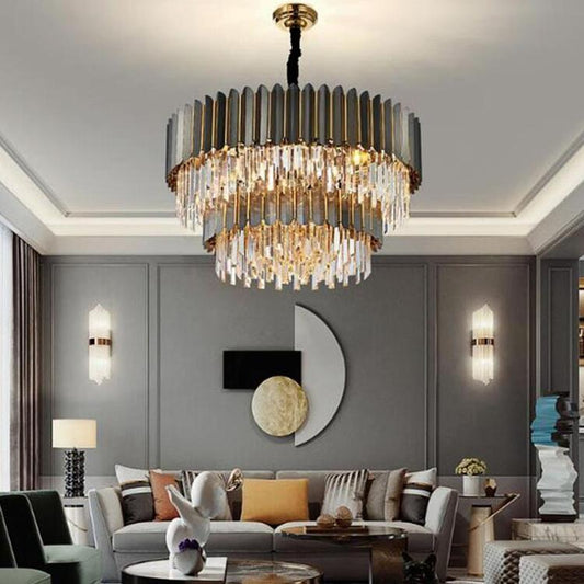 Glacia Modern-Flavian Double Tier Crystal Chandelier