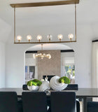 BOUBLE Modern Crystal Ball Linear Chandelier 60" Over Dining Table