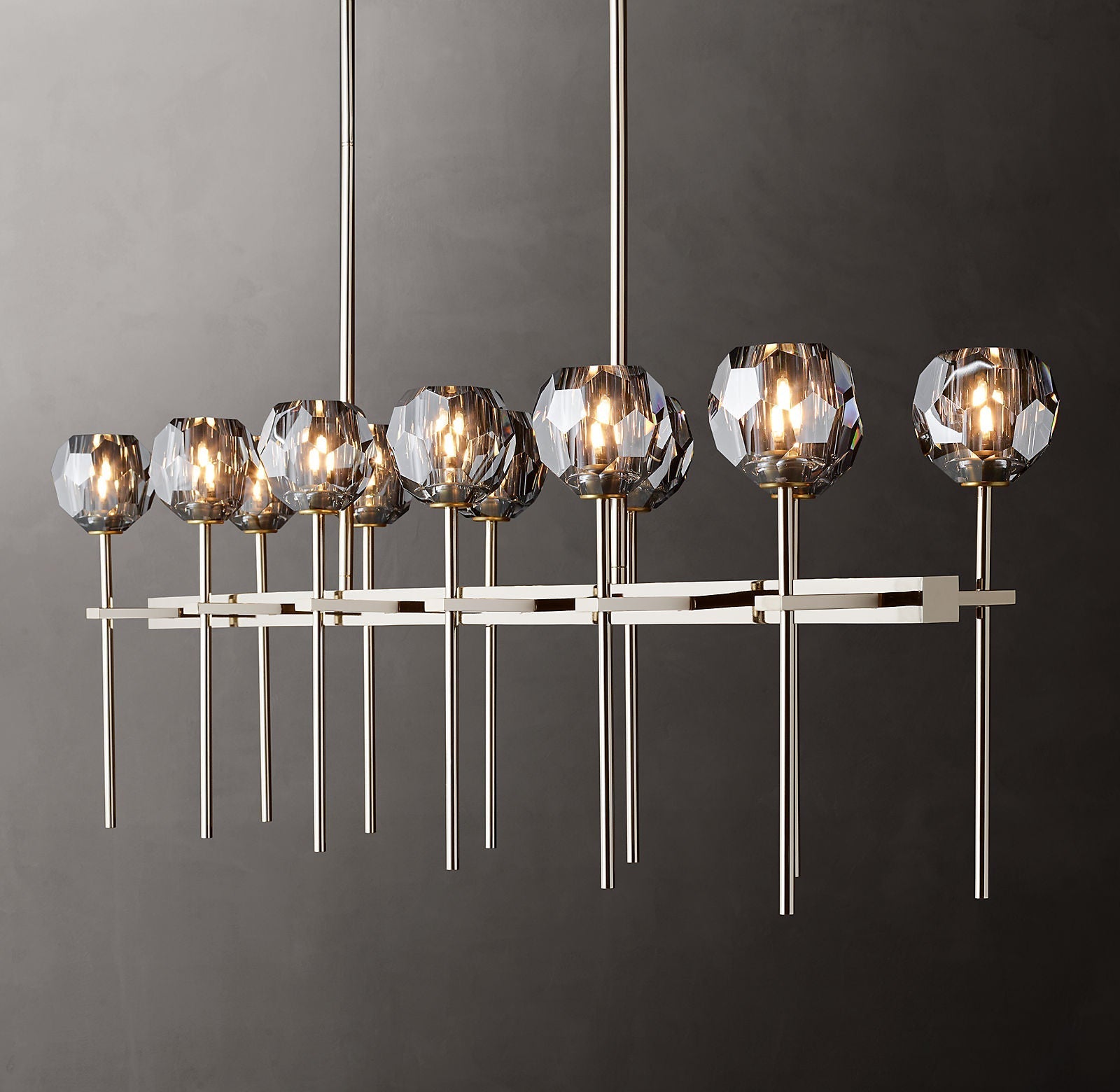 BOUBLE Crystal Ball Double Linear Chandelier 60"